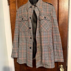 Beautiful 100% wool Gray and Red Plaid Jacket